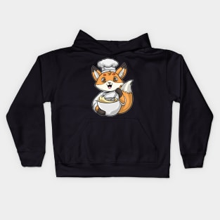 Fox as Baker with Bowl of Dough & Whisk Kids Hoodie